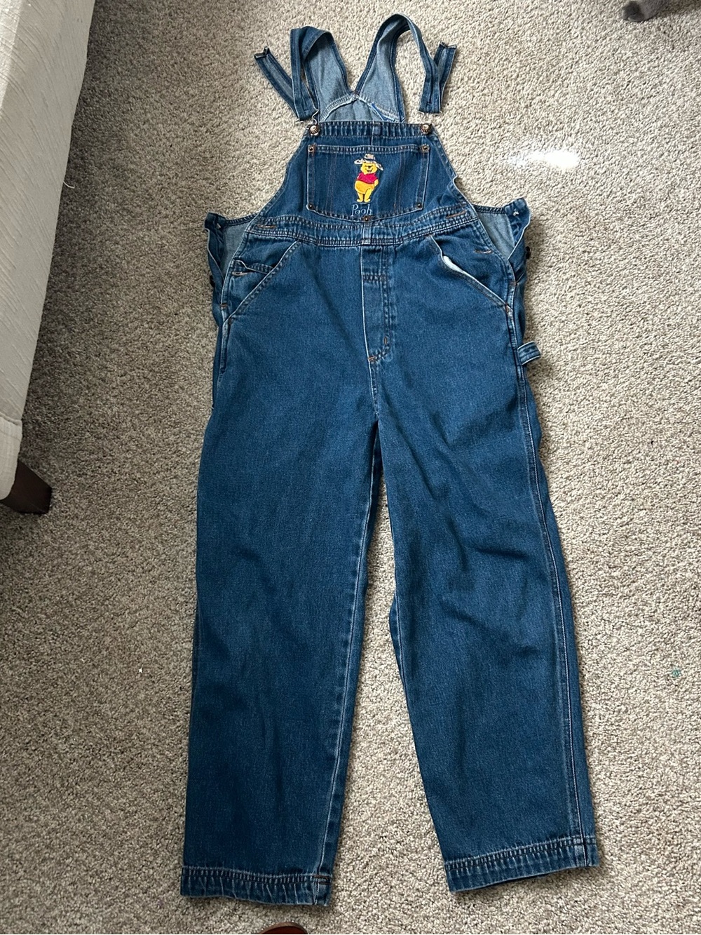 Vintage Winnie the Pooh Blue Denim Winnie the Pooh Embroidered Overalls Jumpsuit